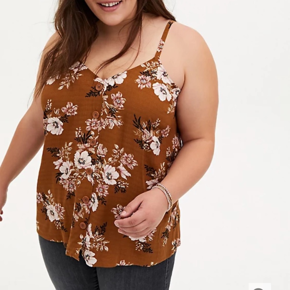 NWT Torrid 4x brown floral button cami